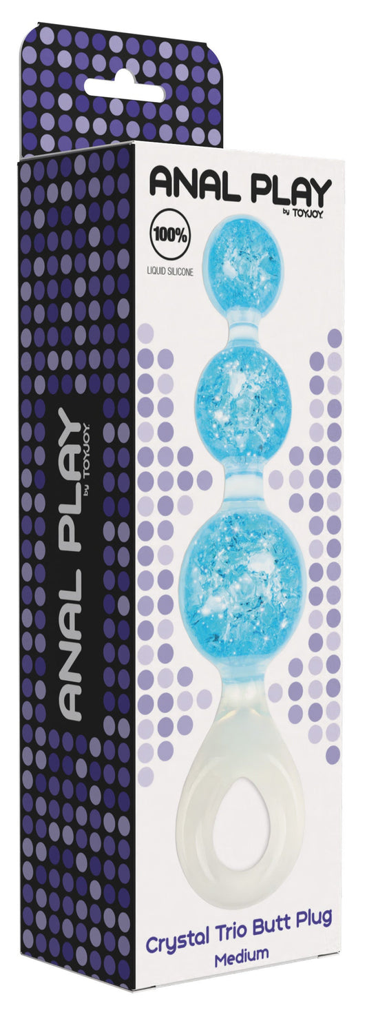 Chapelet anal Crystaltrio Bleu 14 x 4.5cm
