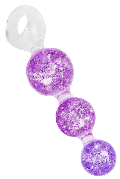 Chapelet anal Crystaltrio Violet 14 x 4.5cm