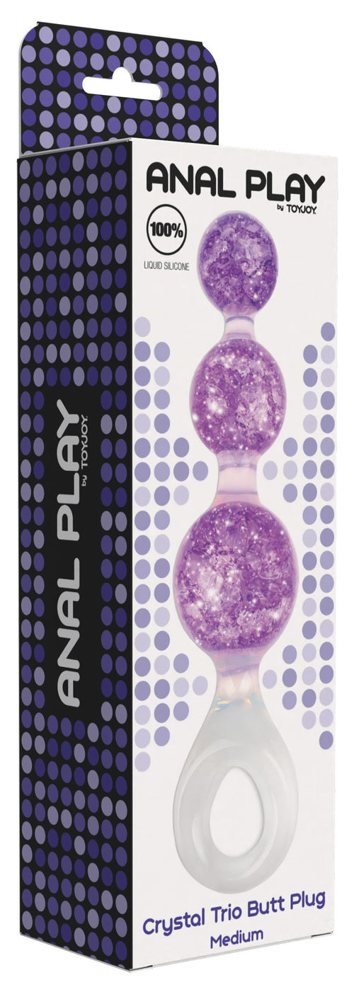 Chapelet anal Crystaltrio Violet 14 x 4.5cm