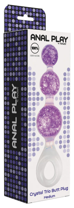 Chapelet anal Crystaltrio Violet 14 x 4.5cm
