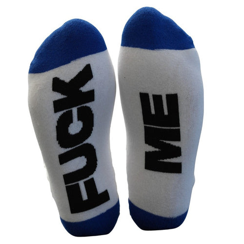 Chaussettes Fuck Me Blanc-Bleu