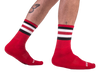 Chaussettes Half Socks Stripes Rouge Noir Blanc