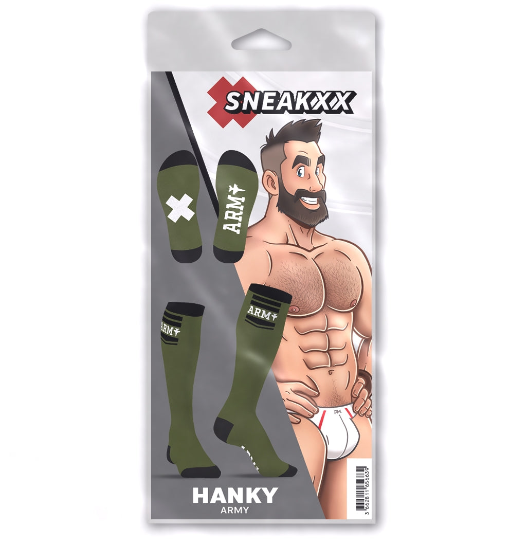 Chaussettes Hautes Hanky Army SneakXX Vertes