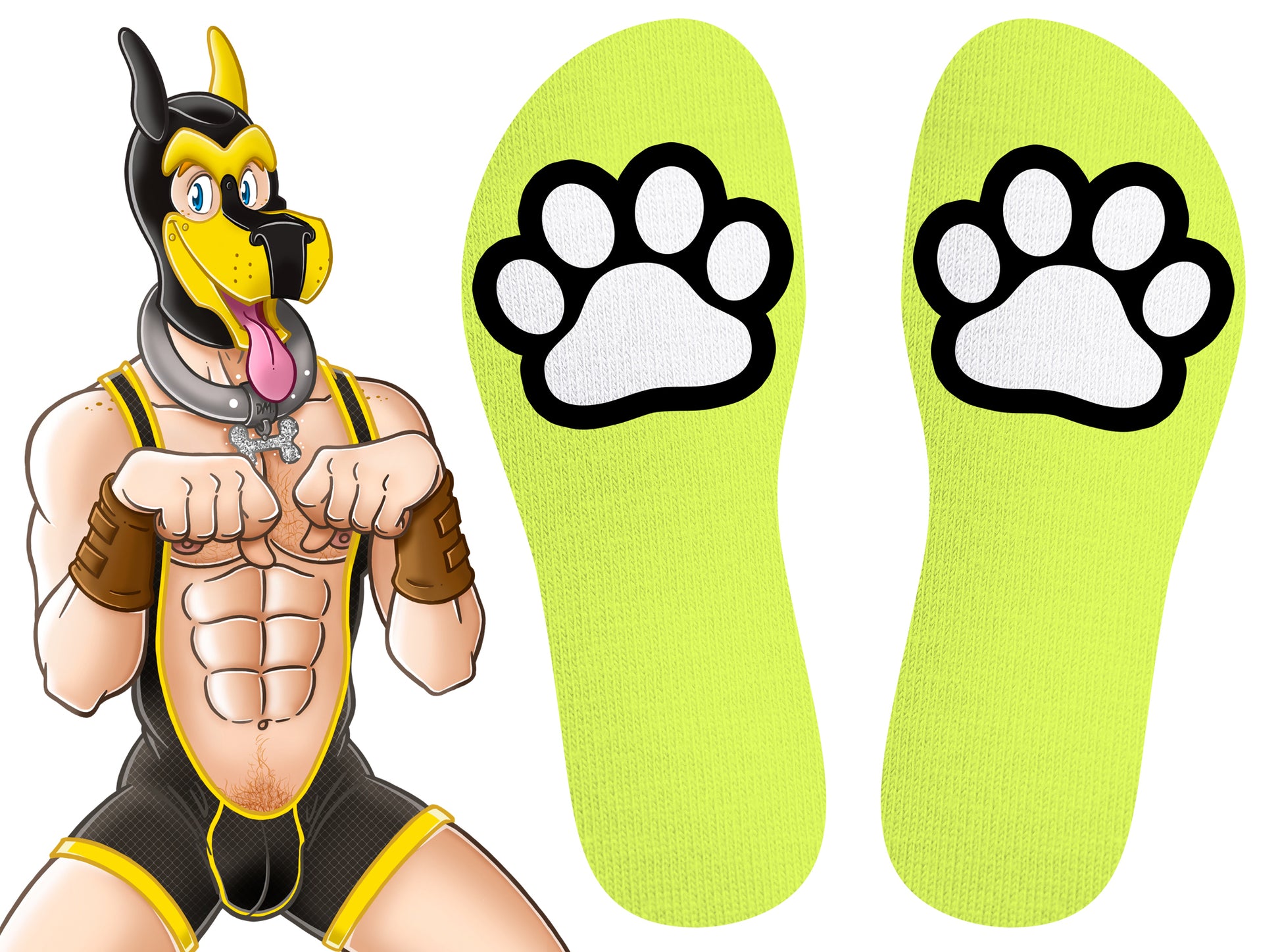 Chaussettes Paw Kinky Puppy Jaunes Fluo
