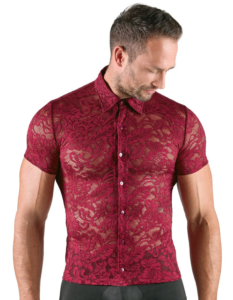 Chemise en dentelle Kalispa Bordeaux