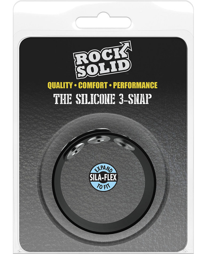 Cockring ajustable en silicone The Silicone 3 Snap Noir