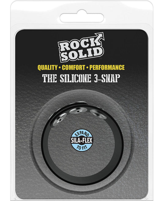 Cockring ajustable en silicone The Silicone 3 Snap Noir