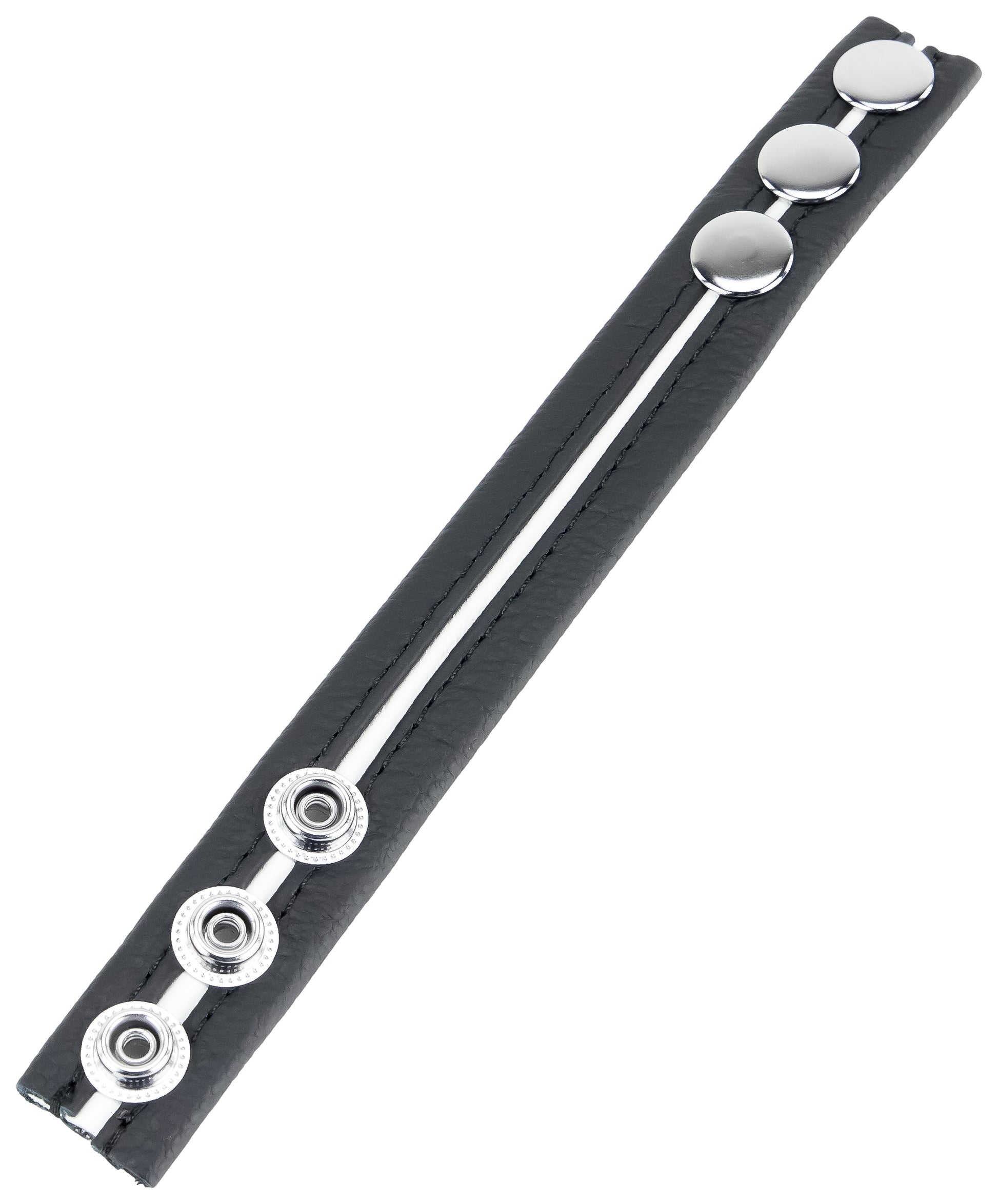Cockring en cuir 3 Pressions Noir-Blanc
