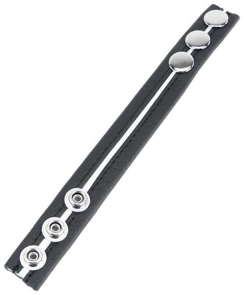 Cockring en cuir 3 Pressions Noir-Blanc