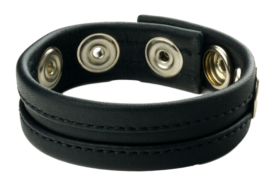 Cockring en cuir 3 pressions Noir
