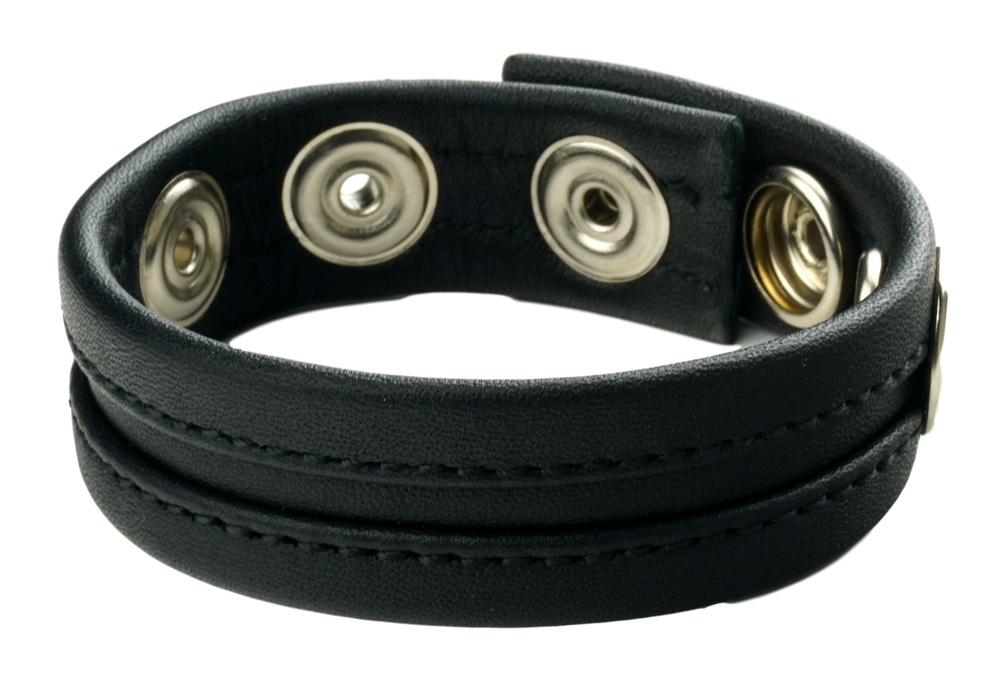 Cockring en cuir 3 pressions Noir