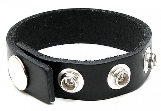 Cockring en cuir Brut 4 pressions Noir