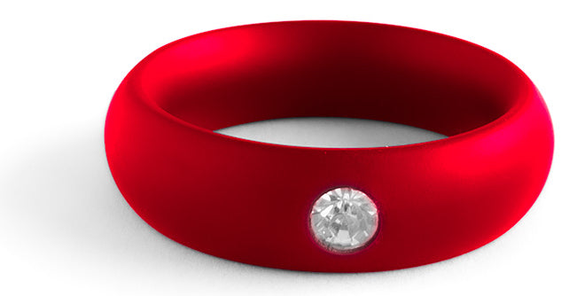 Cockring en métal Donut Strass Rouge