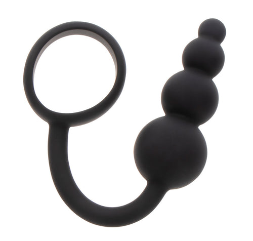Cockring Plug anal Beads Ring 8.5 x 3.5 cm Noir