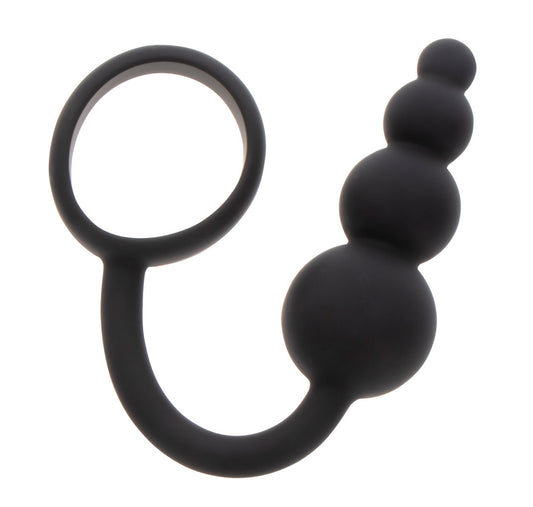 Cockring Plug anal Beads Ring 8.5 x 3.5 cm Noir