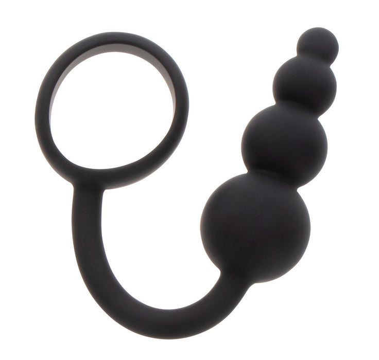 Cockring Plug anal Beads Ring 8.5 x 3.5 cm Noir