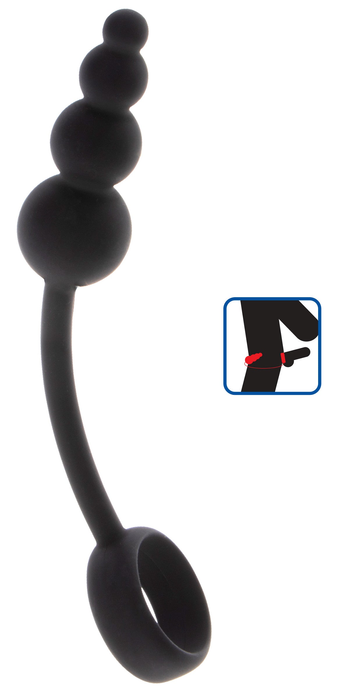 Cockring Plug anal Beads Ring 8.5 x 3.5 cm Noir