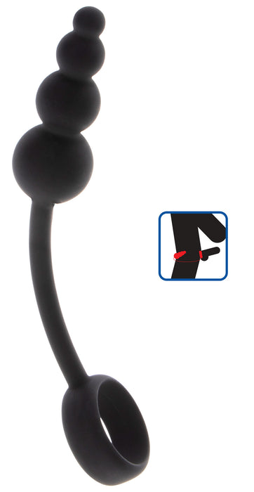 Cockring Plug anal Beads Ring 8.5 x 3.5 cm Noir