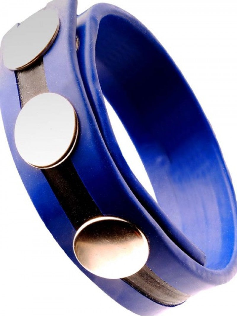 Cockring Rubber 3 snaps Bleu