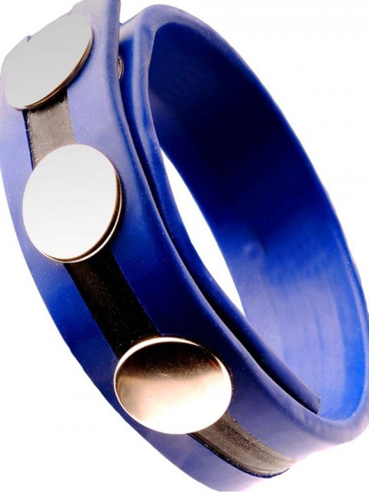 Cockring Rubber 3 snaps Bleu