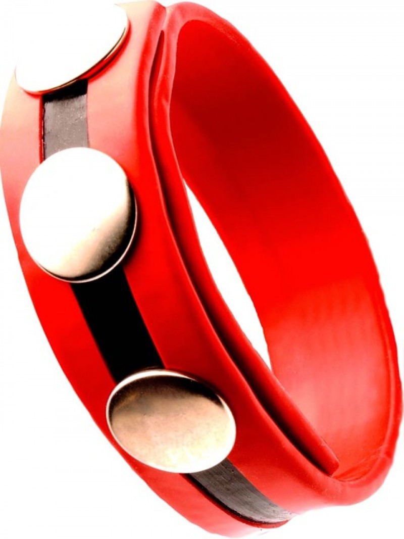 Cockring Rubber 3 snaps Rouge