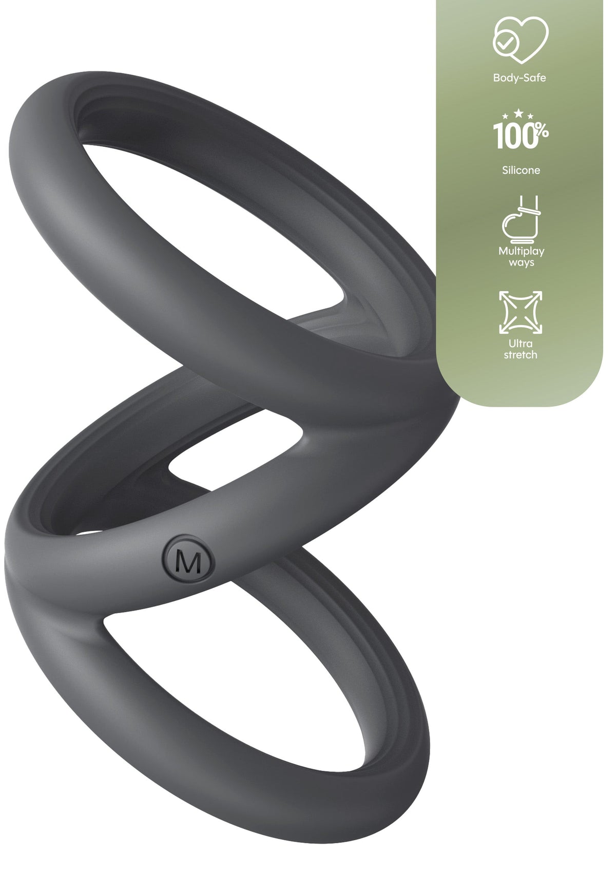 Cockring Triplicock Gris M 45mm