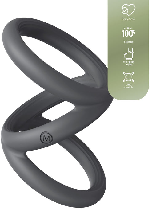 Cockring Triplicock Gris M 45mm