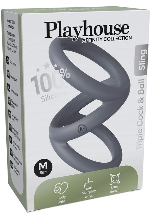 Cockring Triplicock Gris M 45mm