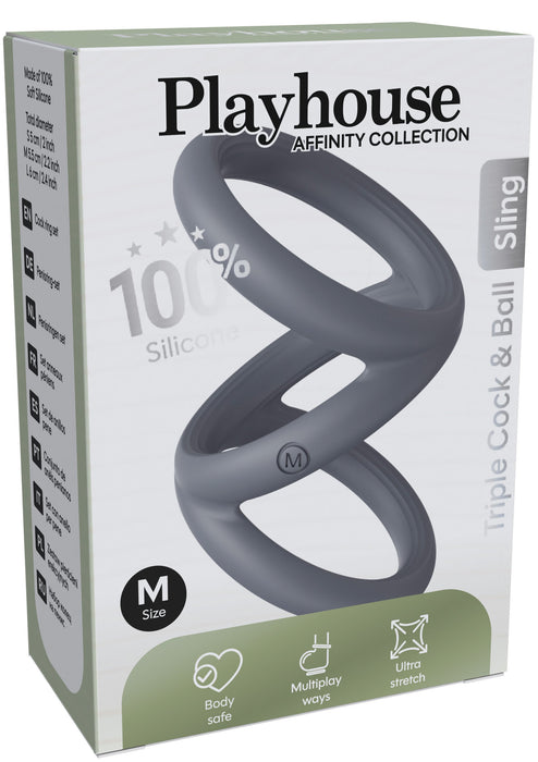 Cockring Triplicock Gris M 45mm