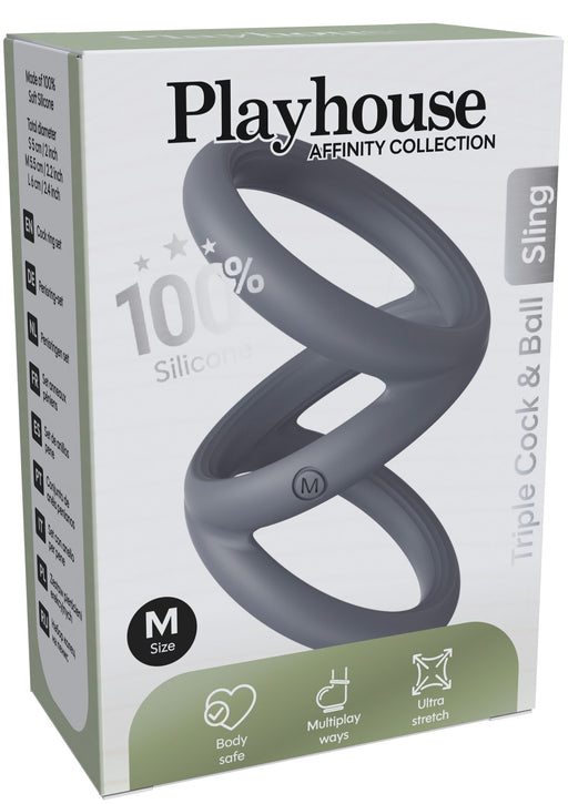 Cockring Triplicock Gris M 45mm
