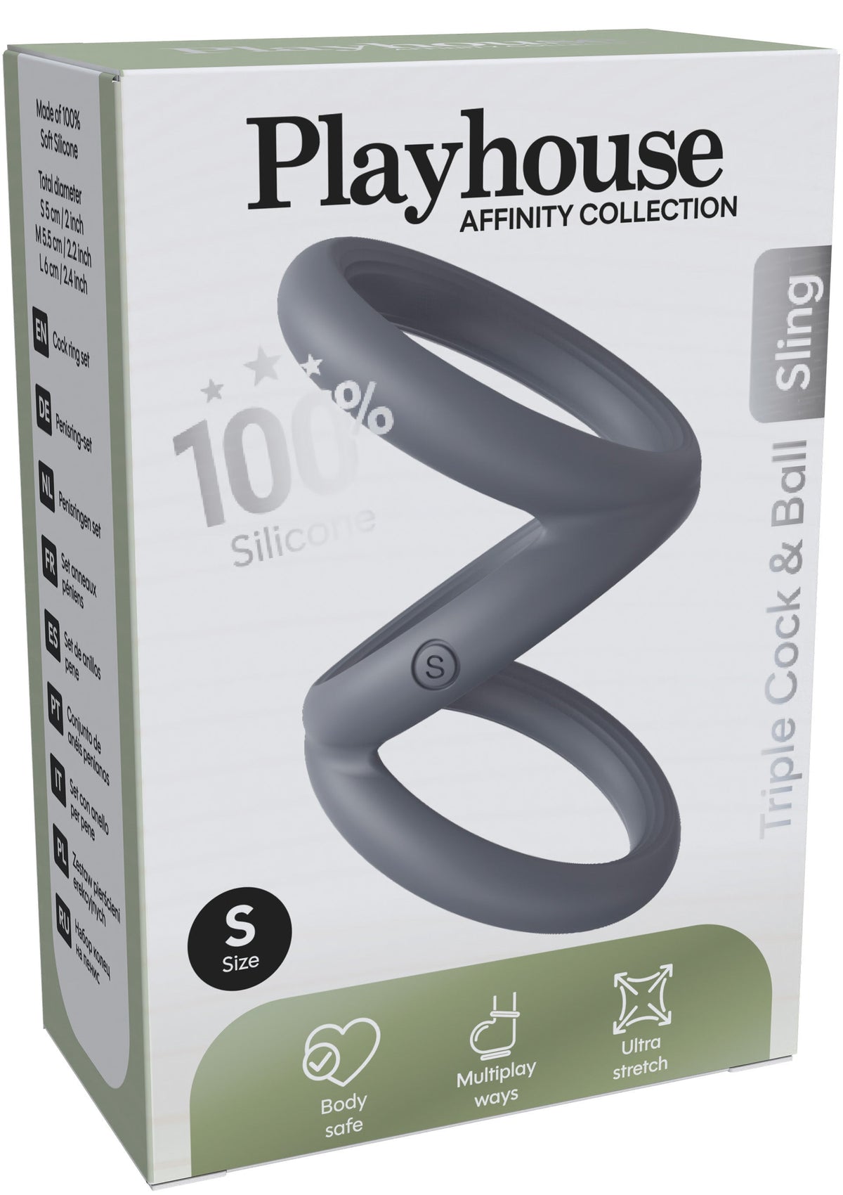 Cockring Triplicock Gris S 40mm