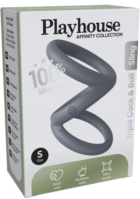 Cockring Triplicock Gris S 40mm