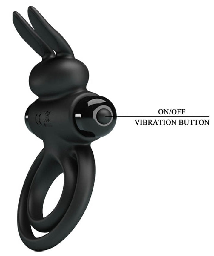 Cockring vibrant Dick Rabbit Petty Love 25mm Noir