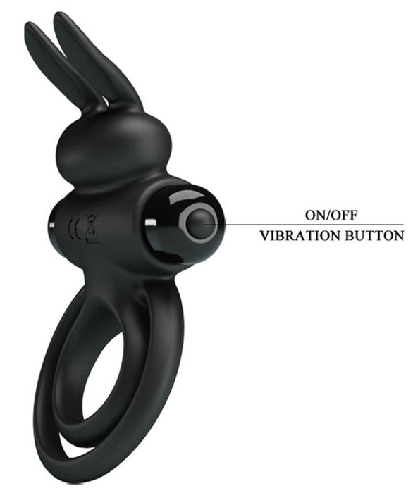 Cockring vibrant Dick Rabbit Petty Love 25mm Noir