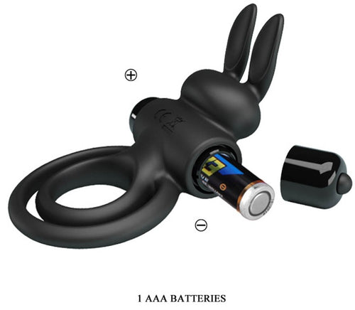 Cockring vibrant Dick Rabbit Petty Love 25mm Noir