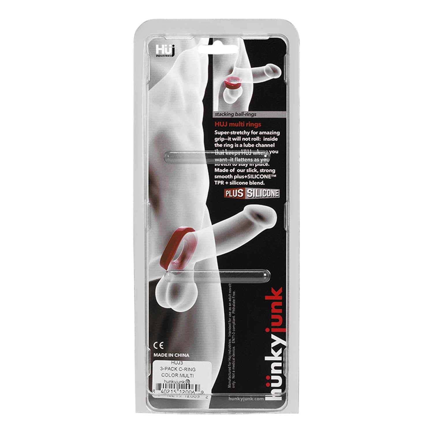 Cockrings Silicone Huj x3 25 mm Bleu-Noir