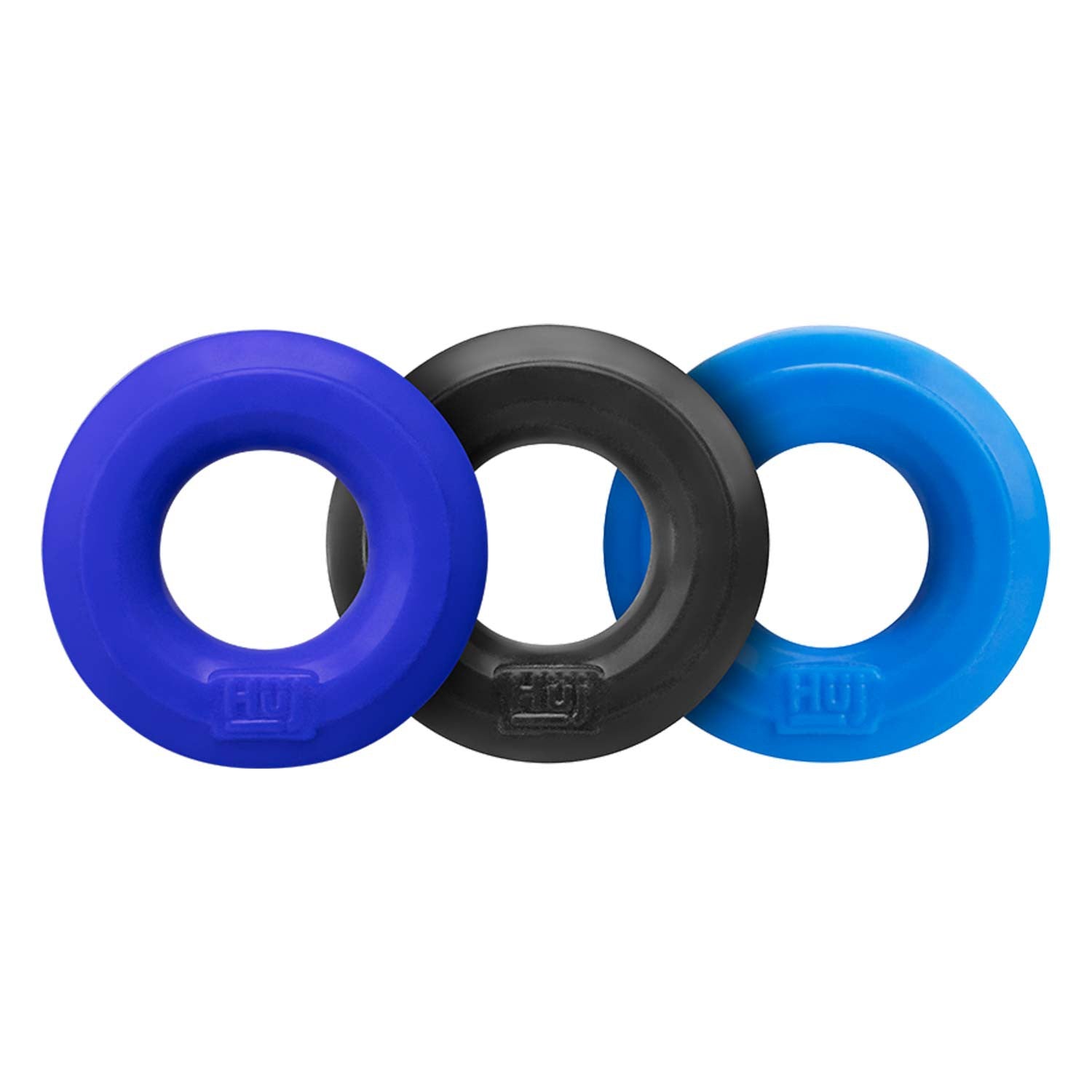 Cockrings Silicone Huj x3 25 mm Bleu-Noir