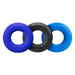 Cockrings Silicone Huj x3 25 mm Bleu-Noir
