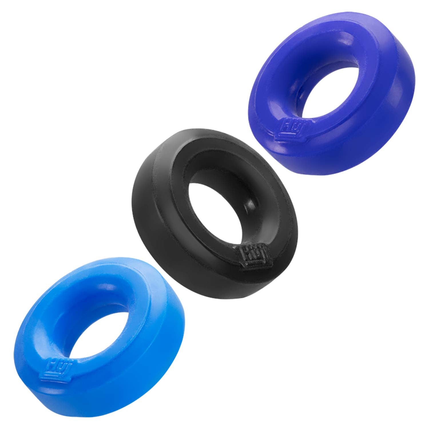 Cockrings Silicone Huj x3 25 mm Bleu-Noir