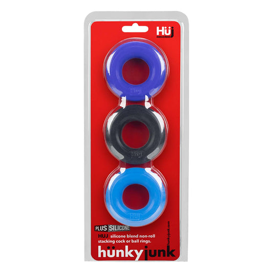 Cockrings Silicone Huj x3 25 mm Bleu-Noir