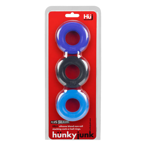 Cockrings Silicone Huj x3 25 mm Bleu-Noir