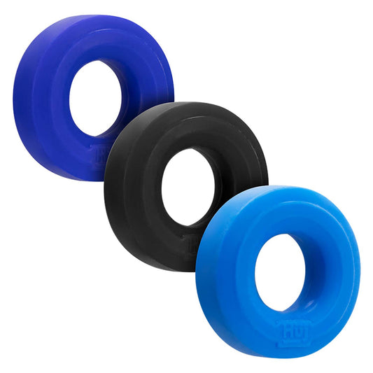 Cockrings Silicone Huj x3 25 mm Bleu-Noir