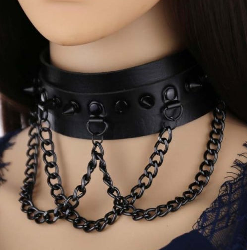 Collier à pointes Piky Noir