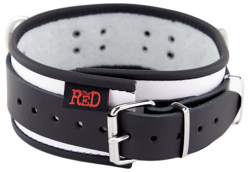 Collier en cuir 3 Anneaux D Blanc-Noir