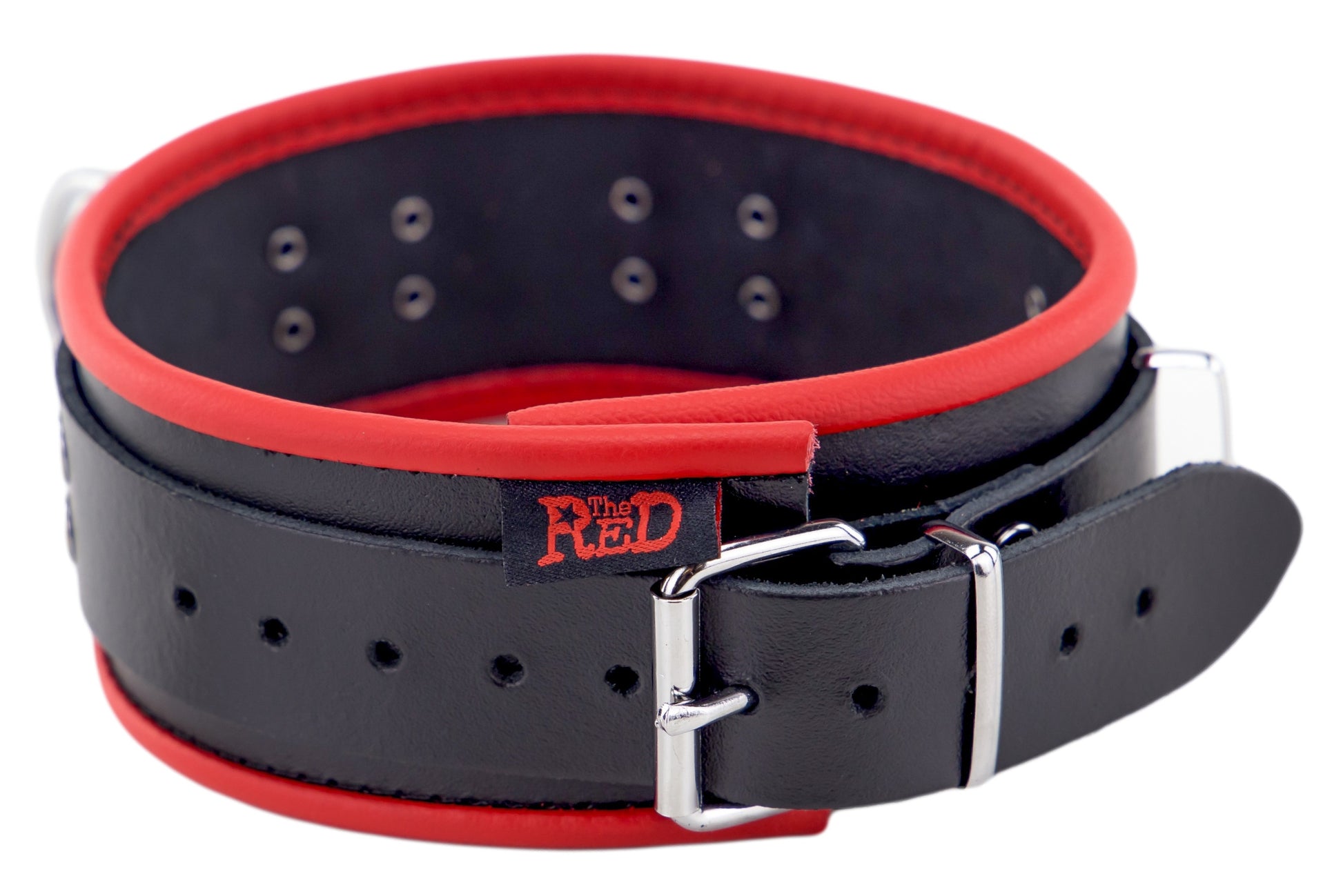 Collier en cuir avec 3 Anneaux D Rouge