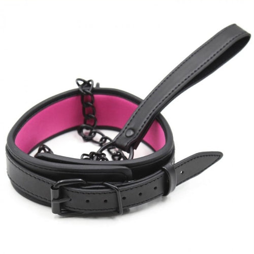 Collier Laisse Noir - Rose