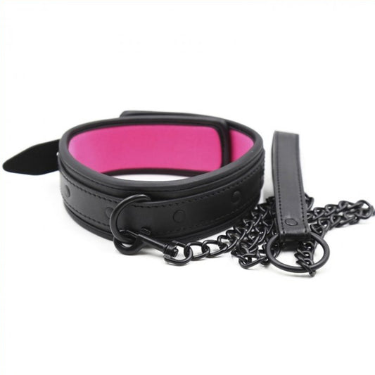 Collier Laisse Noir - Rose