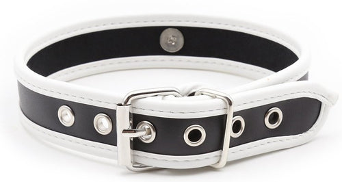 Collier O Ring Simili Noir-Blanc