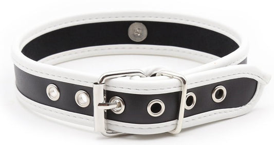 Collier O Ring Simili Noir-Blanc