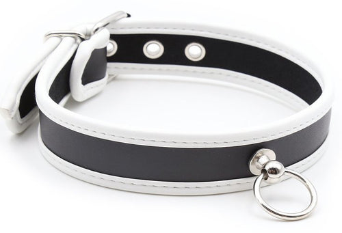 Collier O Ring Simili Noir-Blanc